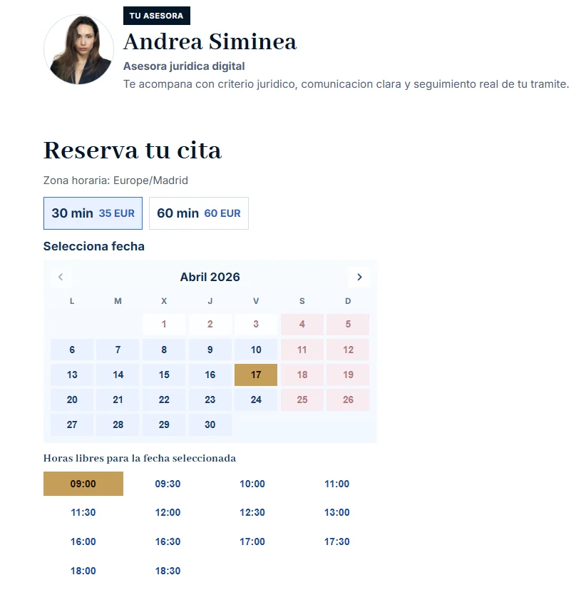 Screenshot of the online consultation process